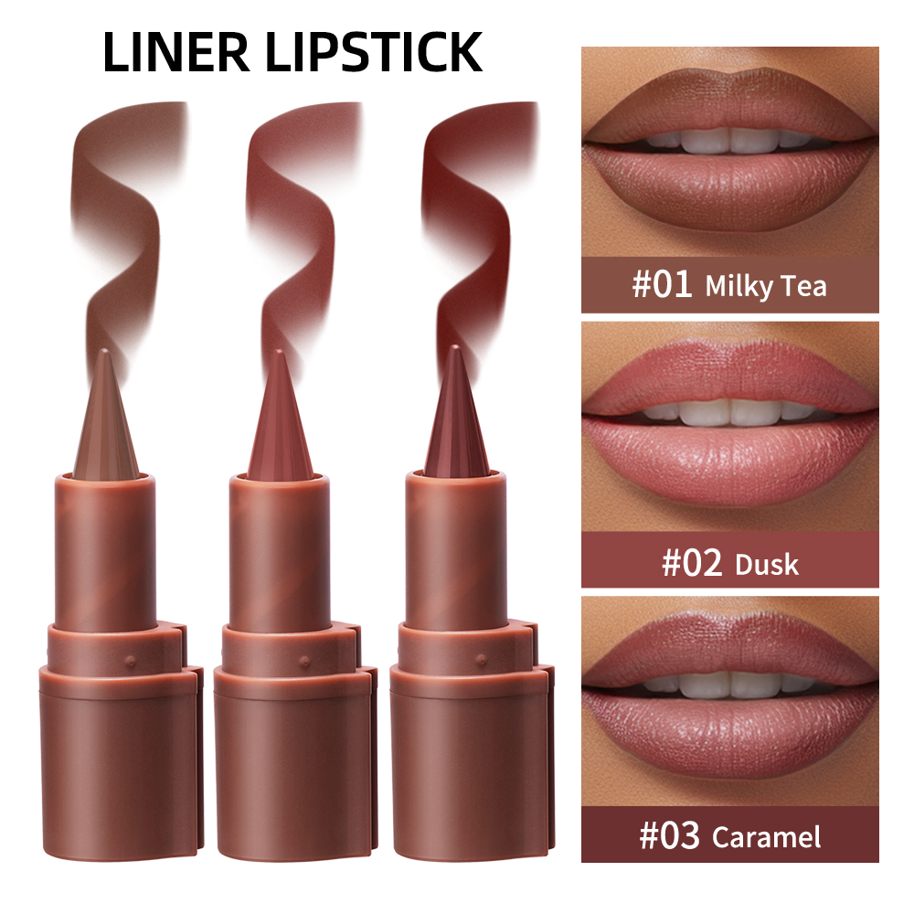 Matte Velvet Lip Tint Long Lasting - 5 เฉดสีไลป์ครีออนไลเนอร์เนื้อแมทกำมะหยี่กันน้ำไม่เลอะติดทนนาน คอนทัวร์ทินท์สีดำสีน้ำตาลติดทนนานแต่งหน้าประจำวันเครื่องสำอาง