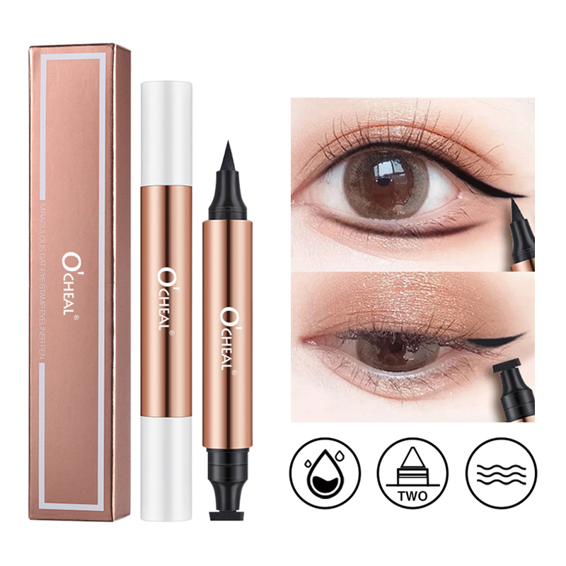 Waterproof Liquid Eyeliner Pen - O'CHEAL อายไลเนอร์สีดําอายไลเนอร์ปากกากันน้ํา Fast แห้ง Dual HEAD