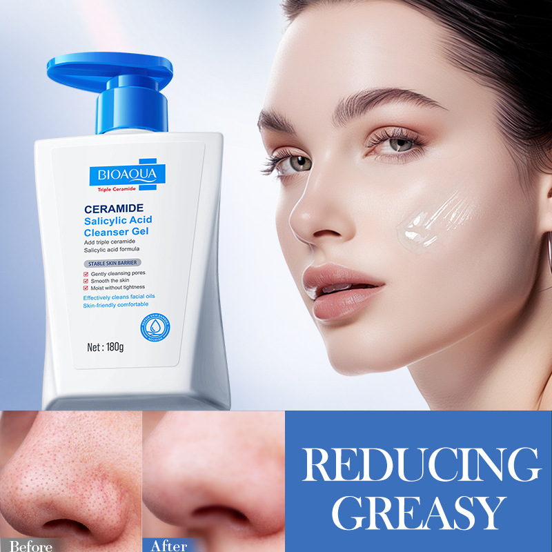 Salicylic Acid Blackhead Remover - เจลทำความสะอาดผิวหน้าผสมเซราไมด์และกรดซาลิไซลิก ทำความสะอาดล้ำลึกและเพิ่มความชุ่มชื้น ขจัดสิวเสี้ยน ผลิตภัณฑ์ดูแลผิวหน้า โฟมทำความสะอาดผิวหน้า