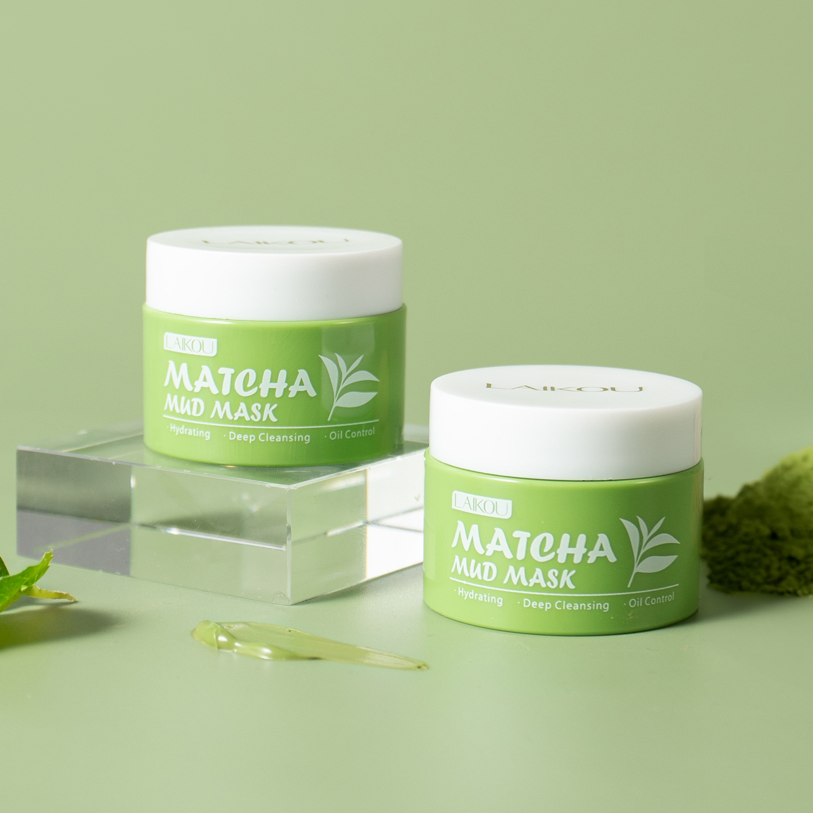 Green Tea Cleansing Clay Mask - LAIKOU มาส์กโคลนชาเขียวมัทฉะ 25 กรัม ทำความสะอาดรูขุมขนอย่างล้ำลึก มาส์กโคลนบำรุงผิวหน้า