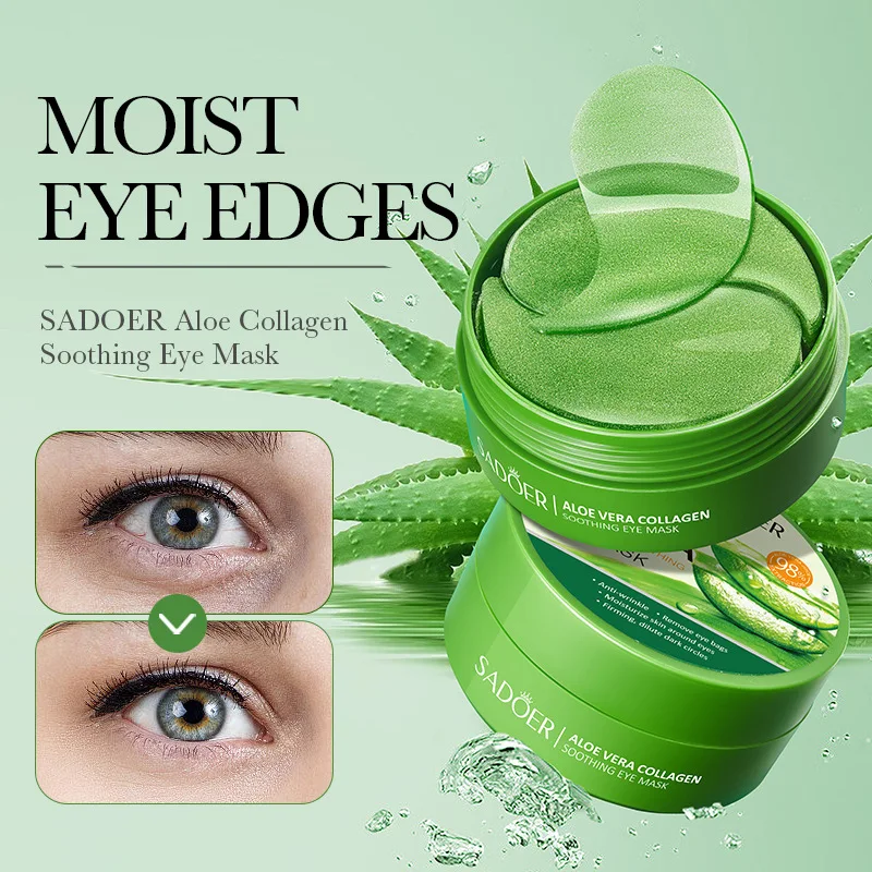 Collagen Under Eye Patches - SAODER 60 ชิ้นแผ่นแปะใต้ตาคอลลาเจนว่านหางจระเข้ป้องกันรอยคล้ำใต้ตาให้ความชุ่มชื้นกระชับภายใต้ตาผลิตภัณฑ์ดูแลผิว