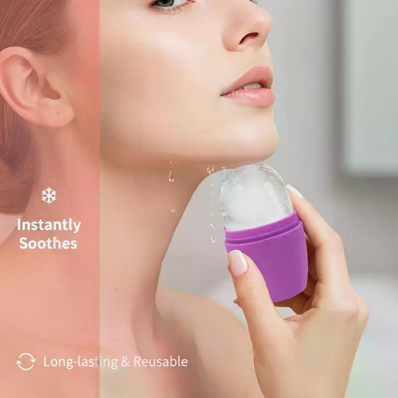 Face Ice Roller Puffiness - ลูกกลิ้งน้ำแข็งซิลิโคนสำหรับใบหน้าและดวงตา เครื่องนวดหน้าแบบใช้ซ้ำได้ บำบัดด้วยความเย็น ดูแลผิว ลดอาการบวม ใช้ได้ที่บ้าน