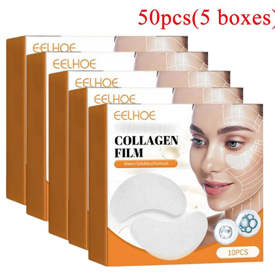 Collagen Under Eye Patches - 5 กล่องคอลลาเจนแพทช์ที่ละลายน้ําได้ฟิล์มต่อต้านริ้วรอยลบความหมองคล้ําFacial Mask Moisturizing Lifting Firming