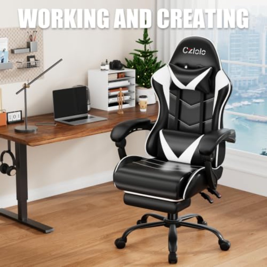 เก้าอี้เกมมิ่งพร้อมที่วางเท้า, - Massage บทวิจารณ์และราคา